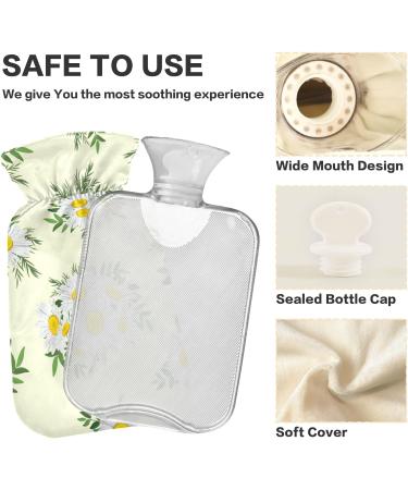 Hot Water Bottles with Cover - Daisy Design for Pain Relief | 2 Liter Bed & Foot Warmer for Women & Adults - Buy Online on GoSupps.com