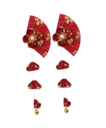 MAGICLULU 4 Pairs Cherry Blossom Hairpin Kawaii Hairpin Fringe Trim Hair Clips for Chinese Decor Decorative Hairclip Graduation Hair Clip Decorate Child Kimono Polyester Delicate