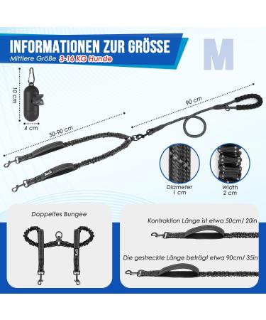 Slowton Double Linen Dog Leash for 2 Dogs 360 Rotatable Reflective Shock-Damping Padded Handles - Comfort for Small & Medium Dogs (3-16kg) - Black - Buy Online on GoSupps.com