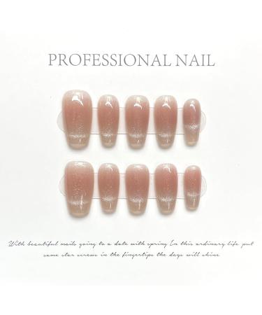 Pink Cat Eye Handmade Wearable Nail Products Spring/Summer Detachable Nail Stickers False Nails(XS) - Buy Online on GoSupps.com