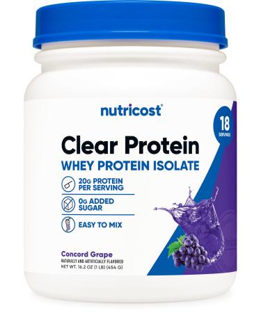 Nutricost Clear Whey Protein Isolate Powder (Concord Grape) 1 LB - 20g of Protein, 0g Added Sugar, GMO-Free, Gluten-Free