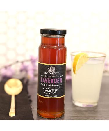 HONEY FEAST Organic Lavender Honey 12oz | Gourmet Flavored Honey for Tea, Cooking & Baking | Florida Beekeeper-Bottled - Buy Online on GoSupps.com