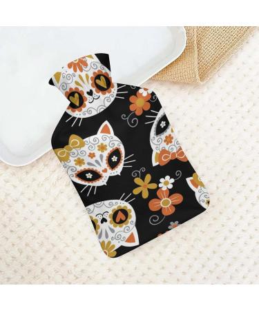 Cute Cat Skulls Hot Water Bottle Cover | Plush Hand Warmer for Adults & Kids - 26.5x15.3cm - Buy Online on GoSupps.com