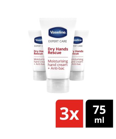 Vaseline Expert Care Dry Hands Rescue - Anti-Bac Hand Cream for Dry Skin 75ml (3 Packs) | Nourishes & Protects - Buy Online on GoSupps.com