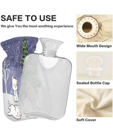 Christmas Cat Hot Water Bottle - 2L Fleece Cover for Hot & Cold Therapy | International Shipping - Buy Online on GoSupps.com