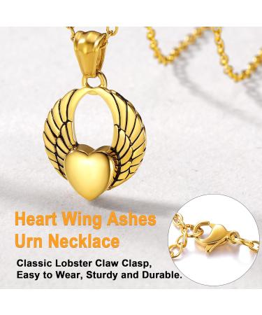 U7 Women's Cremation Urn Neck Chain | Celtic Knot Dog Feet Wings & Crucifix Pendant | Stainless Steel Fire Burial Jewelry - Buy Online on GoSupps.com