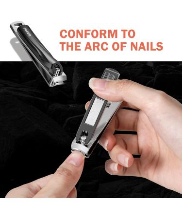 Bezox Nail Clipper Set - Ultra-Sleek Stainless Steel Toenail Clippers for Thick & Ingrown Nails - 2-Part Set for Men & Women - Durable Black Design - Buy Online on GoSupps.com