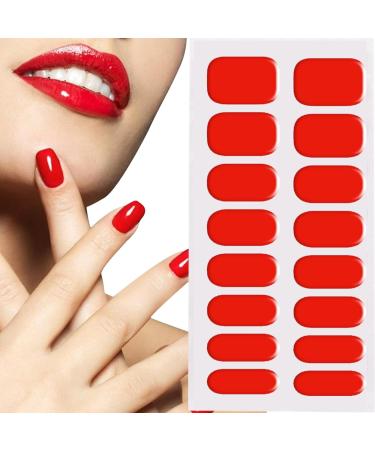 Gel Nail Stickers Cuttable Semi Cured Gel Nail Strips Self-Adhesive Full Nail Wraps Nail Polish Stickers Bright Red Semi Cured Gel Nails - Buy Online on GoSupps.com