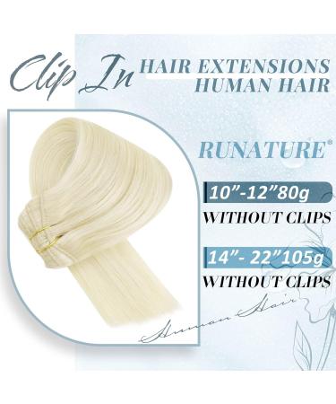 Runature Platinblond Real Human Hair Clip-in Extensions - 40cm 120g Remy Hair Cancer Wigs 16 Inch #60 7 Pieces - Buy Online on GoSupps.com