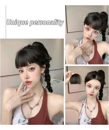 Bangs Hair Clip Natural Synthetic Hair Flat Bangs/Fringe Mini Fake Hair Bangs Fashion One Pieces Clip-in Air Bangs Hair Extension For Women Bangs Clip in Hair (Color : Natural black) - Buy Online on GoSupps.com