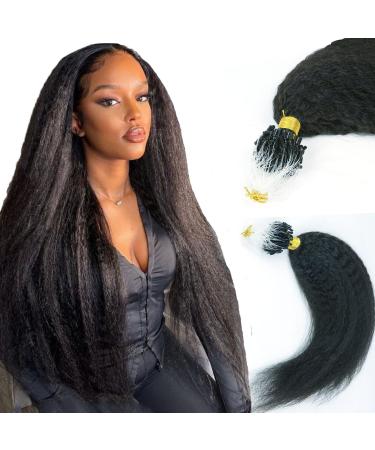 Microlink Hair Extensions Human Hair Kinky Straight Microbead Hair Extensions Remy Hair 60 Grams Per Pack Natural Color 10inch 10" Micro Loop
