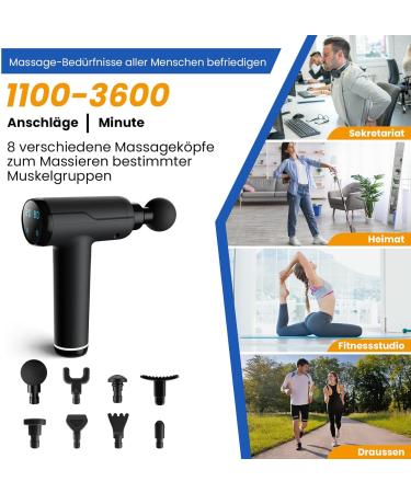 Buy Handheld Muscle Massage Gun 20-Speed Percussion Device with LCD Touchscreen 8 Massage Heads Cordless Deep Tissue Relief International Shipping Available - Buy Online on GoSupps.com