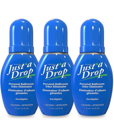 Just a Drop Toilet Odour Eliminator Eucalyptus 15 ml (Pack of 3 Total 35 ml) - Before You Go Toilet Odor! Portable and Discreet Just'a Drop bathroom freshness Eucalyptus 15 ml (Pack of 3)