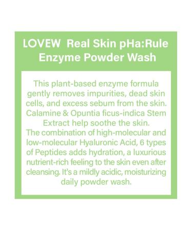 Lovew Real Skin pHa:Rule Korean Enzyme Powder Face Wash | Vegan Cactus Relief Formula with Hyaluronic Acid & 7 Natural Ingredients | 2.6 Oz - International Shipping - Buy Online on GoSupps.com