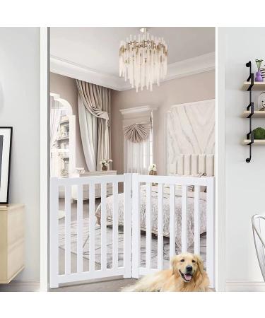 Oak Wood Freestanding Pet Gate | Indoor Outdoor Safety Fence for Dogs | 2 Panel 24 White Gate for Doorways, House, Stairs - Buy Online on GoSupps.com