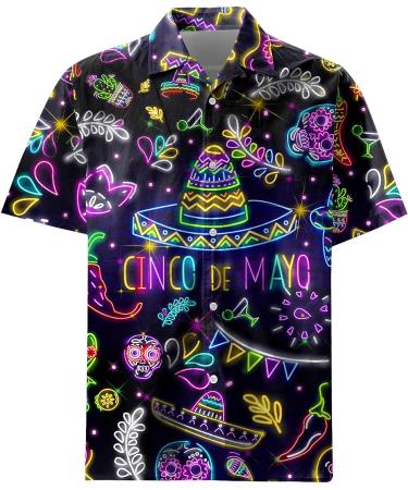 PIGO American Bigfoot Hawaiian Shirt for Men - Funny Sasquatch Button Down - Neon Mexico - X-Large - Buy Online on GoSupps.com