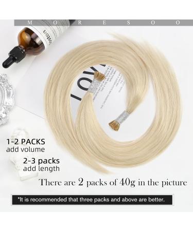 Moresoo Real Hair Keratin Bonding Extensions #60 Platinblond - Silky I-Tip Extensions 22 Inch 40g/50 Strands - Buy Online on GoSupps.com