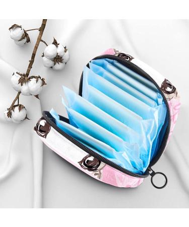 Stylish Menstruation Pad Bag for Women & Girls | Zippered Tampon & Napkin Storage with Hand-Drawn Rabbits - Pink Feeder Design - Buy Online on GoSupps.com