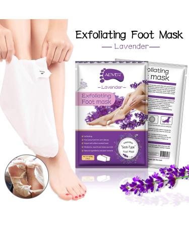 Foot Peel Mask 2 Pack - Natural Exfoliating Treatment for Cracked Heels & Calluses | Removes Dead Skin for Baby Soft Feet - Lavender - Buy Online on GoSupps.com