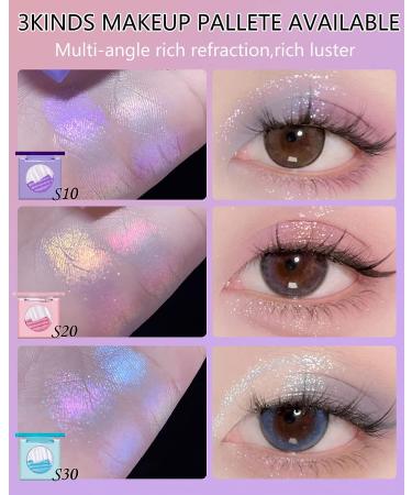 Purple Glitter Eyeshadow Palette: Multichrome Metallic Shimmer - High-Pigmented, Long-Lasting Holographic Duochrome Highlighter - Korean Eye Makeup | S10 - Buy Online on GoSupps.com