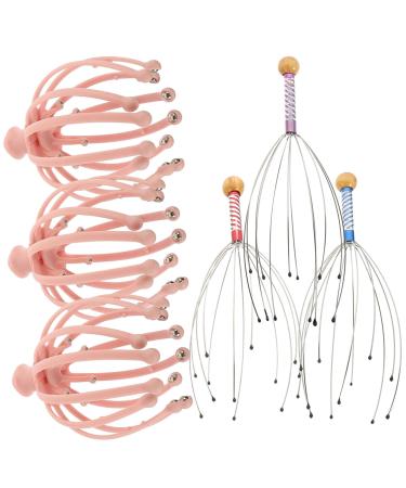 TOVINANNA 1 set head massage device Tool box octopusal massage massage multifunction massage device multi -purpose tool relaxing portable head scratch pink pp This scroll wheel