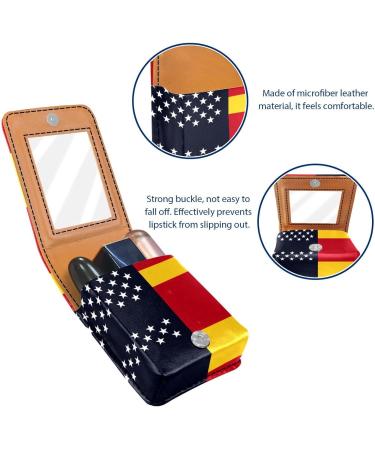 Travel Lipstick Organizer Case - Portable Makeup Bag with Mirror | American & German Flag | Perfect for On-the-Go Beauty - Buy Online on GoSupps.com