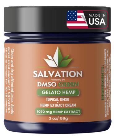DMSO Based Gelato Hemp Cream 1070 mg Hemp Extract Maximum Strength 2 Fl Oz - Soothing Cream for Joints Back HIPS Neck Elbows & Knees - Made in USA
