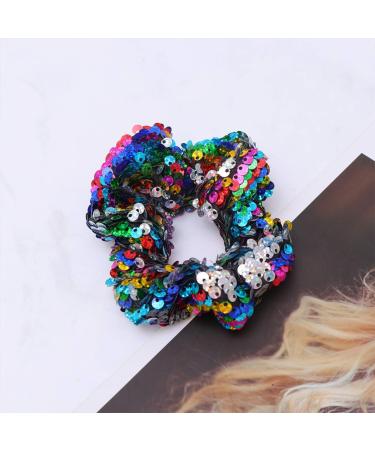 Amosfun Hair Scrunchies Sparkly Sequins Ponytail Holders Mermaid Hair Bands Hair Rope for Women Colorful - Buy Online on GoSupps.com