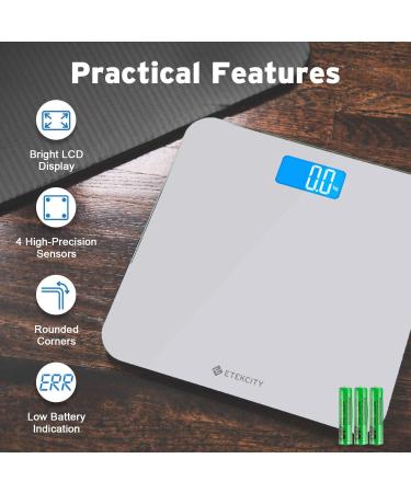 Etekcity Bathroom Body Weight Scale Round Corner Platform Digital Scale Large Backlit Display and High Precision Measurements(Digital Scale New) 400 lb/180 kg Silver - Buy Online on GoSupps.com