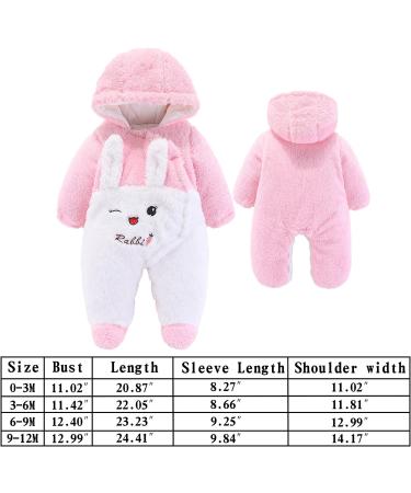 Newborn Baby Cartoon Bear Snowsuit | Winter Fleece Hooded Romper | Pink Rabbit | 0-3 Months - Buy Online on GoSupps.com