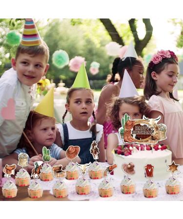25PCS Cowboy Cake Topper Cartoon Cupcake Topper Happy Birthday Cake Toppers for Boys Girls Teens Adults Cute Anime Happy Birthday Party Supplies - Buy Online on GoSupps.com