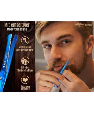 Blue Titanium Beard Scissors - Precision Moustache & Nose Hair Scissors with Micro Serration | International Shipping Available - Buy Online on GoSupps.com
