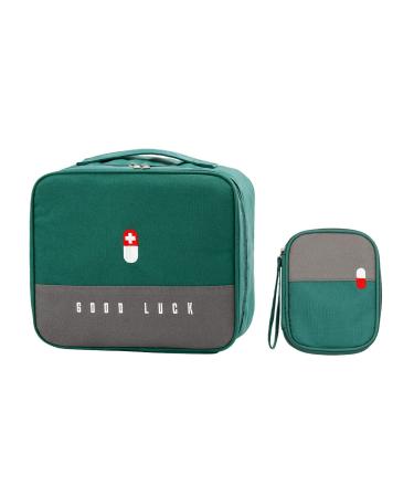 TOPASION Empty First Aid Bags  Travel Medicine Bag  Medical Supplies Organizer Bag  Portable Kit for Traveling  Car  Home  Camping  Office  Hiking  Outdoor (Oxford Green)