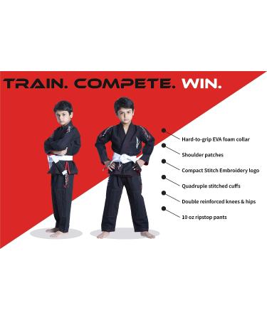 Vector Sports Brazilian BJJ Gi for Kids - Durable 100% Cotton Uniform in White with Free Belt - Buy Online on GoSupps.com