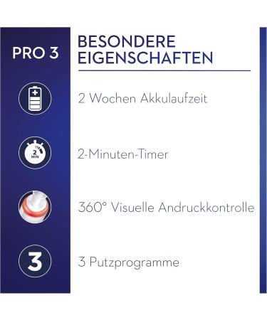 Oral-B Pro 3 3000 Sensitive Clean Electric Toothbrush - 3 Cleaning Modes & 360 Pressure Control for Optimal Dental Care - Buy Online on GoSupps.com