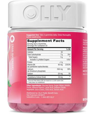 OLLY Period Hero Gummies PMS Support Supplement * Chasteberry Vitamin B6 Calcium Cran-Raspberry Flavor 30 Day Supply - 60 Count - Buy Online on GoSupps.com