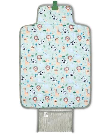 Portable Changing Mat Compact Wipe-Clean Mat for Newborns and Toddlers Travel Nappy Changing Bag with Pocket Soft and Padded Animal Safari Design Safari Green - Buy Online on GoSupps.com