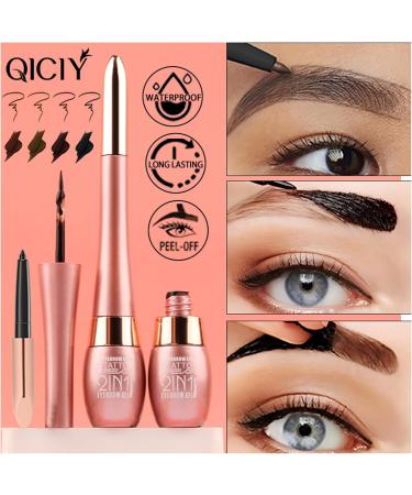 Bosuya Waterproof 2in1 eyebrow pencil & color gel eyebrow color duo smearresistant longlasting durability with 01 - Buy Online on GoSupps.com