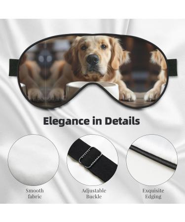 Cute Dog Bone Bowl Woof Paw Print Unisex Sleeping Eye Mask Soft Comfortable Light-Blocking Eye Mask - Buy Online on GoSupps.com