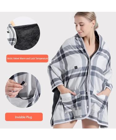 XJz Slope Electrically Heated USB Office Blanket - Soft Flannel Thermal Portable Knee Warmer | Gray & White Plaid 180x70cm - Buy Online on GoSupps.com
