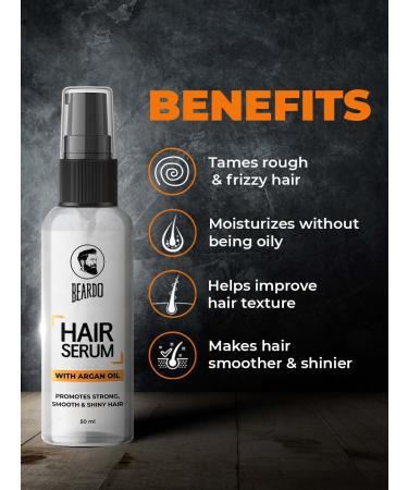 Beardo Hair Growth Serum for Men | Argan Oil for Softer Shinier & Thicker Hair | Tames Frizz & Seals Moisture | 1.69 oz - Shop Internationally - Buy Online on GoSupps.com