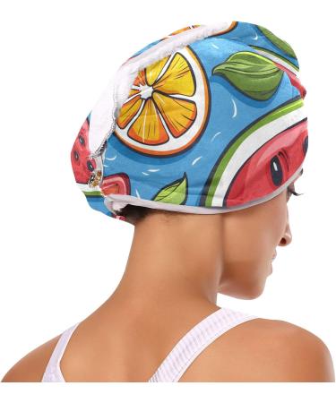 Watermelon Strawberry Orange Hair Towel 2 Pack | Super Absorbent Quick Dry Hair Turbans for Women & Girls - Buy Online on GoSupps.com