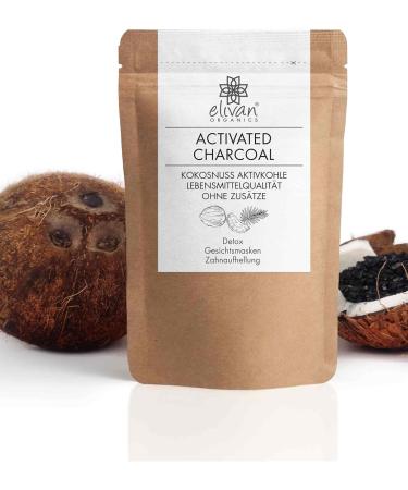 Activated Charcoal Powder by Elivan Organics - Extra Fine Pure Coconut Shells for Whitening Detox & Skincare - 40g - Buy Online on GoSupps.com