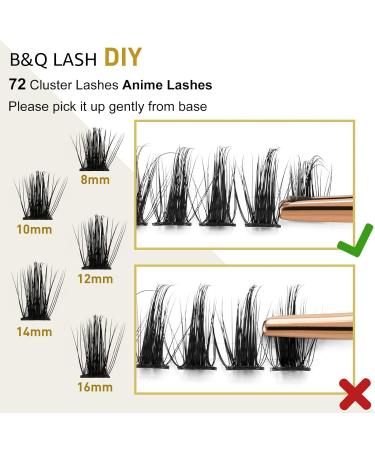 Shop 72 PCs B&C Individual Eyelashes - DIY Wispy & Fluffy Extensions for Beginners | Reusable D-14mm B38 - Buy Online on GoSupps.com