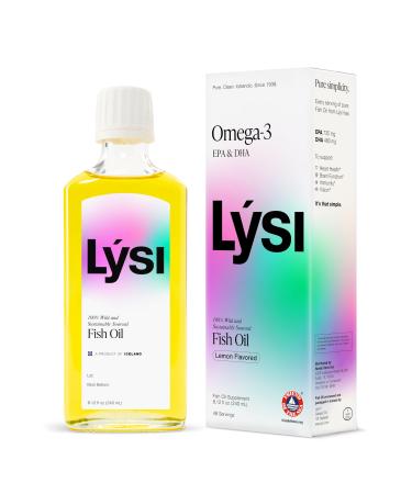 Lysi Omega-3 Fish Oil Lemon Flavor with 1200 mg EPA + DHA Per Serving | Pure & Natural | Icelandic Liquid Fish Oil | GMP Certified | 8.12 Fl Oz | 48 Servings