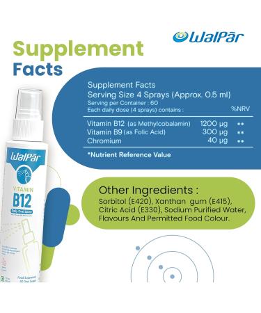 B12 Vitamin Spray (60 Doses) - 1200 Methylcobalamin B12 Liquid - Guava Flavour - Vegan-Friendly - Support Health with Vitamin B12 Spray - Buy Online on GoSupps.com