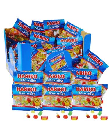 Hezvic Haribo Sweet Bag - Haribo Starmix Treat Bags 100 x 16g with a Thank You Sticker - Fruity Sweet - Treats for Halloween Christmas Easter Valentine Kids Party or Fun - Sweet Gift For Party