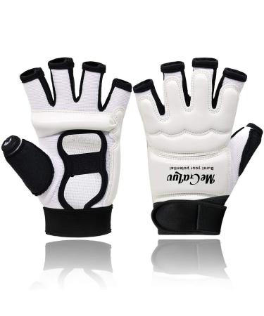 Kickboxing Gloves for Women Kids Men Punching Bag Gloves Karate Gloves Half Finger MMA Boxing Gloves UFC Gloves Taekwondo Sparring Gloves , Leather Material Black and White White Medium