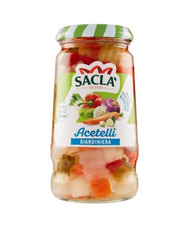 Sacl Set of 12 sacl Acetelli Giardiniera in Wine Vinegar Mixed Vegetables Ideal for Appetizers Appetizers and Salads Glass of 290 g + Gourmet Polpa di Pomodoro Italian Box 400 g