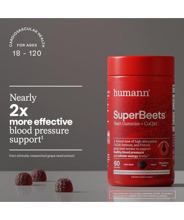Humann SuperBeets 3-in-1 Heart Gummies - 3x Absorption CoQ10 - Plus Beetroot Extract & Grape Seed Extract for Advanced Heart Health Cellular Energy & Circulation Support Vegan Gluten Free 60 count Advanced 60 Count (Pac  - Buy Online on GoSupps.com